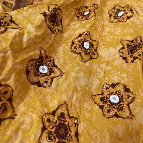 ZARA Boho floral vneck button down orange blouse top size Medium - Picture 4 of 7